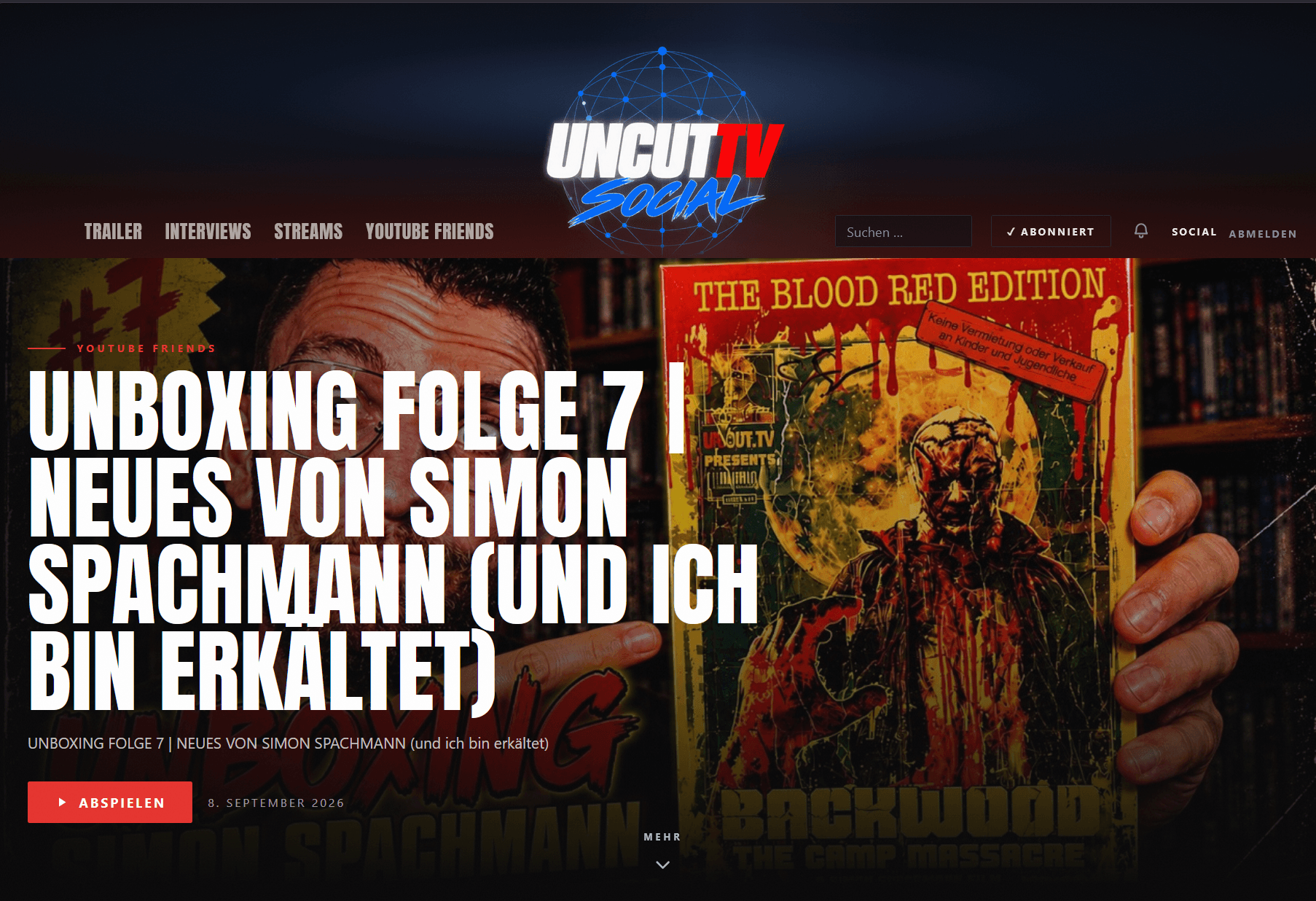 Oberfläche der Videoplattform UncutTV Social
